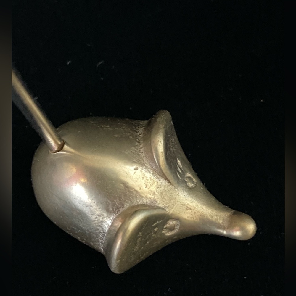 Vintage Brass Mouse Ring or Desk Office Note Receipt Holder 3.5”Tall Mid Century - Picture 8 of 10